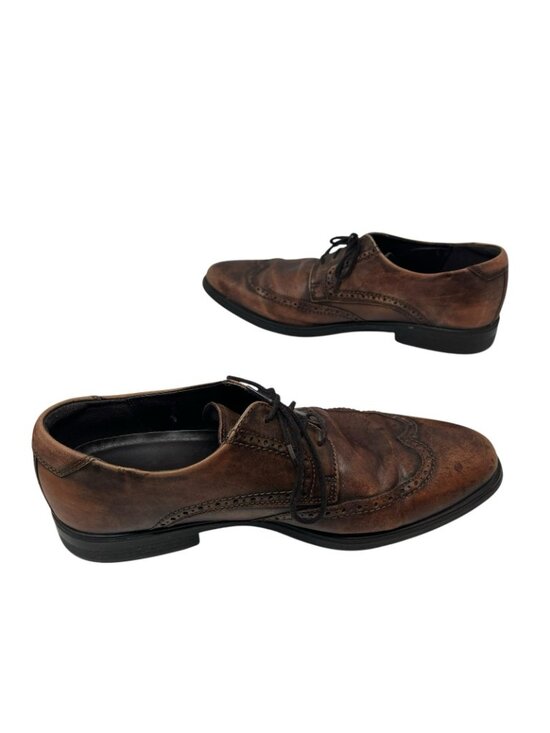 Ecco Melbourne Men\'s 13 Cocoa Brown Leather Wingtip Oxford Derby Dress Shoes